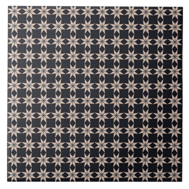 Carreau Carrelage en céramique de fleurs noires (Devant)