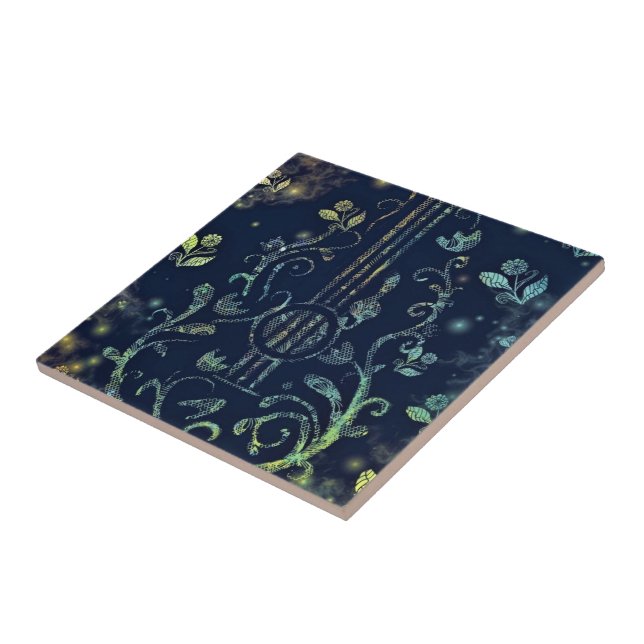 Carreau Carrelage en céramique de la Guitare Fleurs (Côté)