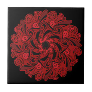 Carreau Carrelage en céramique de Mandala rouge et noir