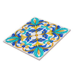 Carreau Carrelage en céramique de style Floral méditerrané