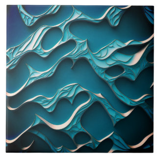 Carreau Carrelage en céramique décorative " Vagues Turquoi