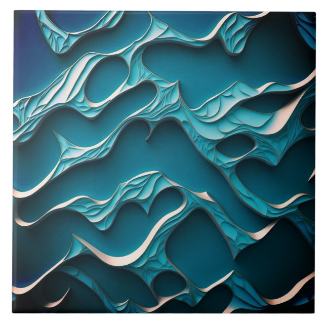 Carreau Carrelage en céramique décorative " Vagues Turquoi (Devant)
