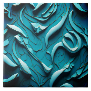 Carreau Carrelage en céramique décorative " Vagues Turquoi