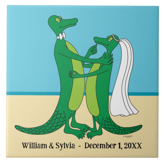 Carreau Carrelage en céramique des Alligators Mariages (Devant)