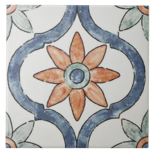 Carreau Carrelage en céramique - Design floral moderne (Devant)