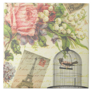 Carreau Carrelage en céramique d'Oiseau Floral