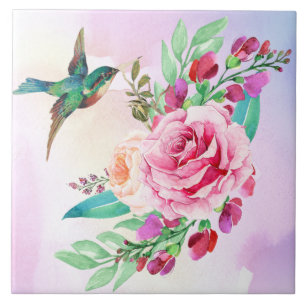 Carreau Carrelage en céramique d'oiseaux et de fleurs