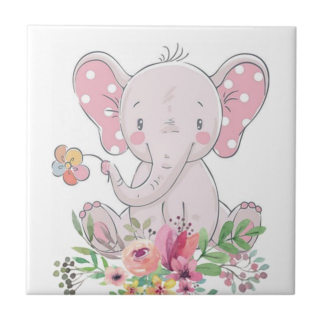 Carreau Carrelage en céramique Elephant Love Floral (Devant)