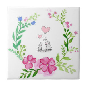 Carreau Carrelage en céramique Elephant Love Floral