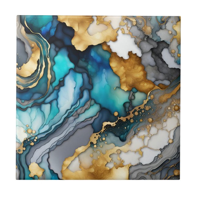 Carreau Carrelage en céramique en encre d'alcool (Devant)