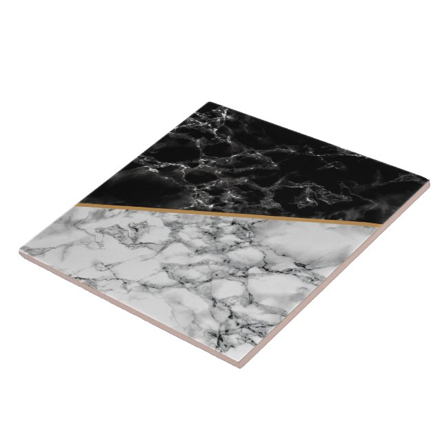 Carreau Carrelage en céramique Faux Noir Blanc (Côté)