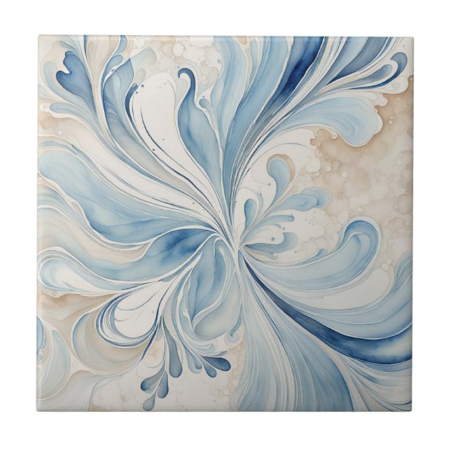 Carreau Carrelage en céramique Feuille beige bleu (Devant)