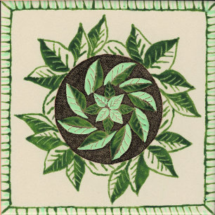 Carreau Carrelage en céramique feuille vert et blanc