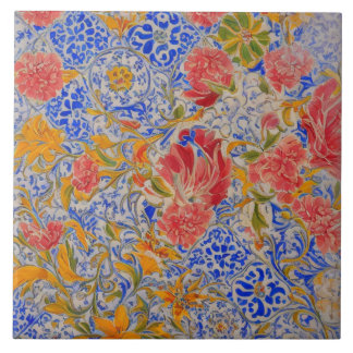 Carreau Carrelage en céramique fleurie colorée