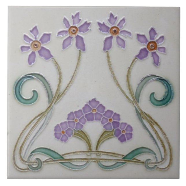Carreau Carrelage en céramique - Fleurs Lilac Art Nouveau (Devant)