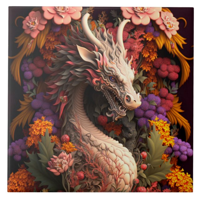 Carreau Carrelage en céramique Floral Dragon (Devant)