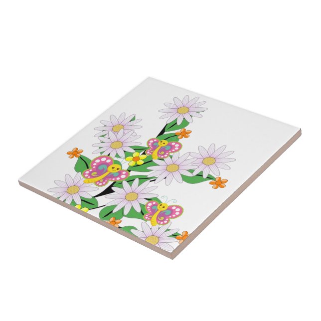 Carreau Carrelage en céramique Floral, Papillon (Côté)