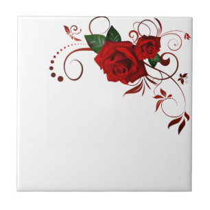 Carreau Carrelage en céramique Floral Rose rouge