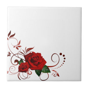 Carreau Carrelage en céramique Floral Rose rouge