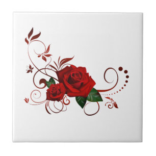 Carreau Carrelage en céramique Floral Rose rouge