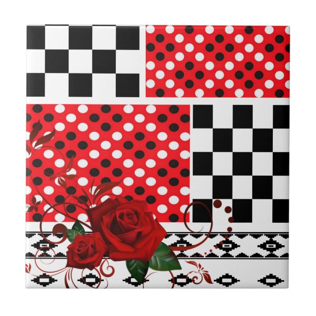 Carreau Carrelage en céramique Floral Rose rouge (Devant)