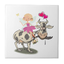 Carrelage en céramique Floral Vache Fée Rose