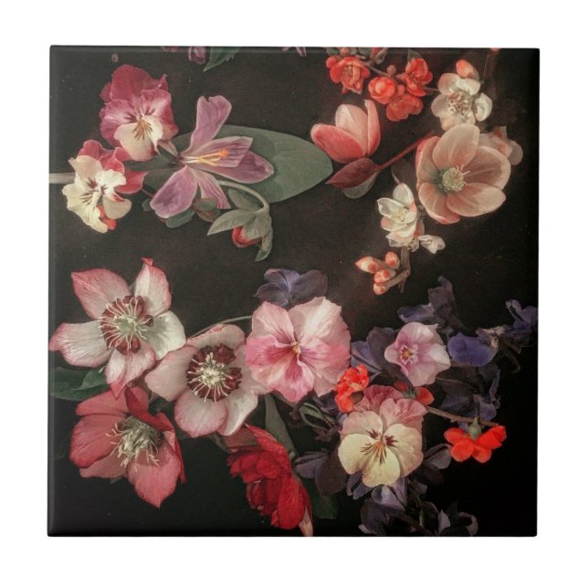 Carreau Carrelage en céramique florale (Devant)