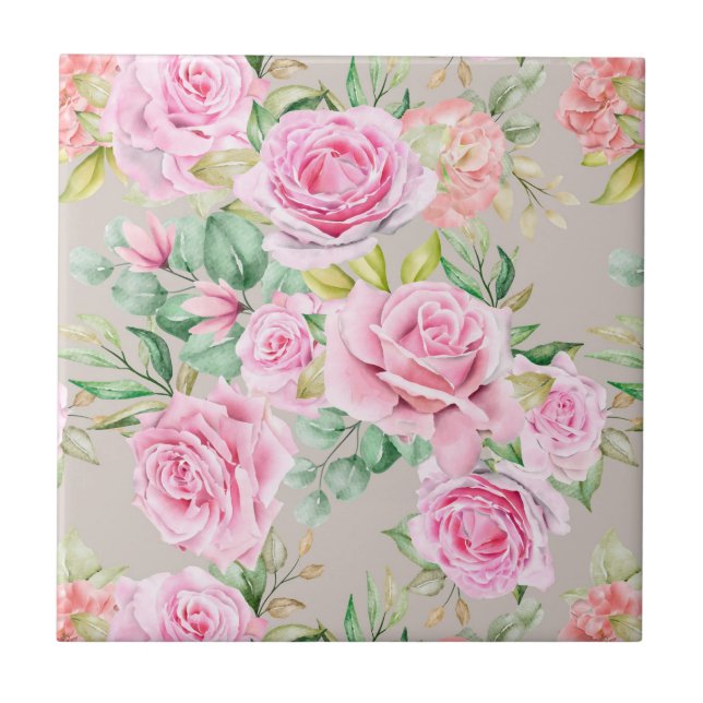 Carreau Carrelage en céramique florale (Devant)