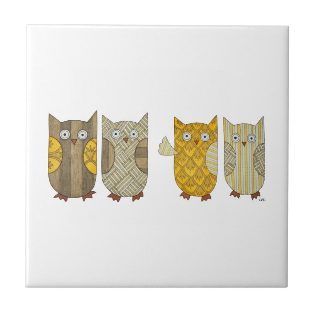 Carreau Carrelage en céramique Four Gold Owls (Devant)
