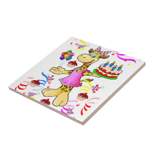 Carreau Carrelage en céramique Giraffe Joyeux gâteau d'ann