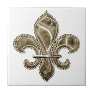 Carreau Carrelage en céramique Gold Fleur de Lis Carré 4,2