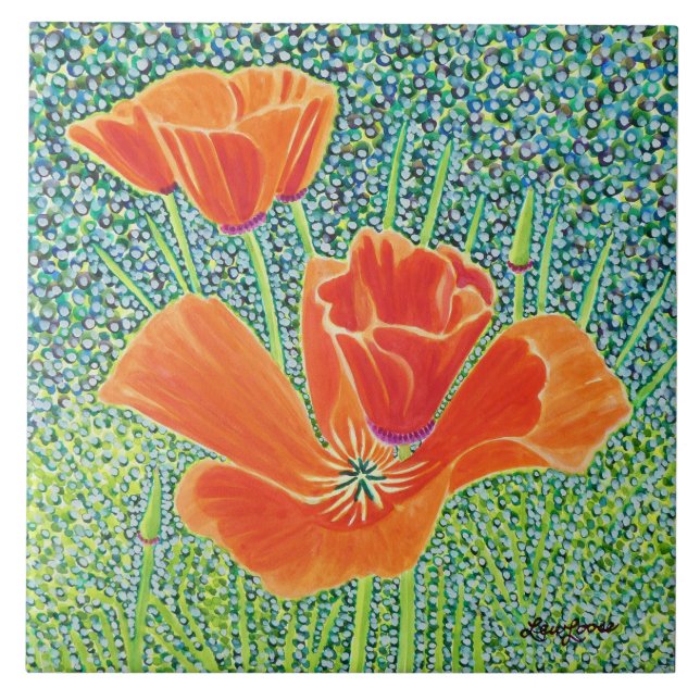 Carreau Carrelage en céramique, grand coquelicot, petit co (Devant)