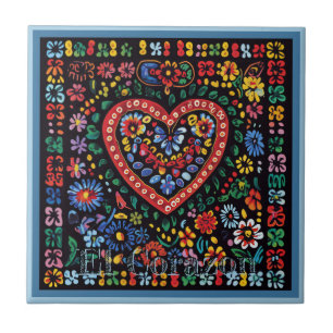 Carreau Carrelage en céramique Huichol Loteria El Corazon