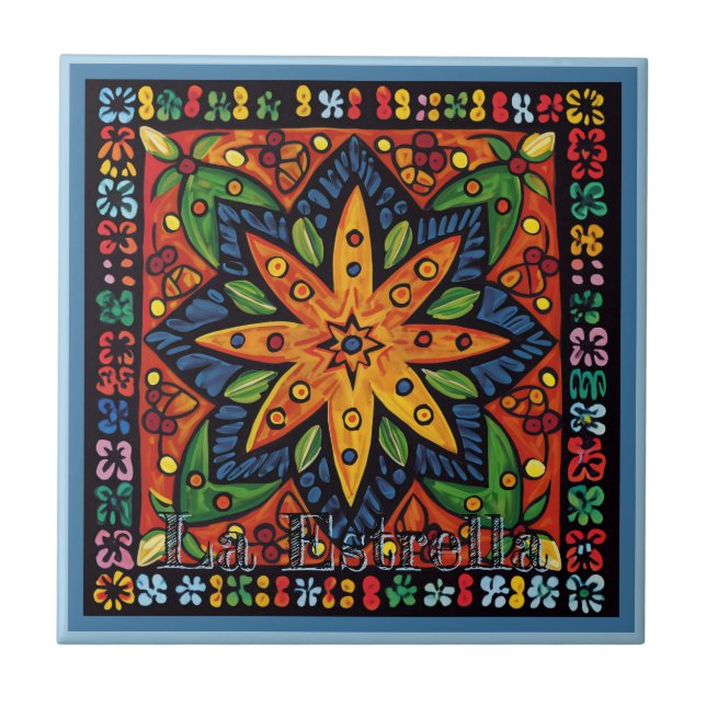 Carreau Carrelage en céramique Huichol Loteria : La Estrel (Devant)
