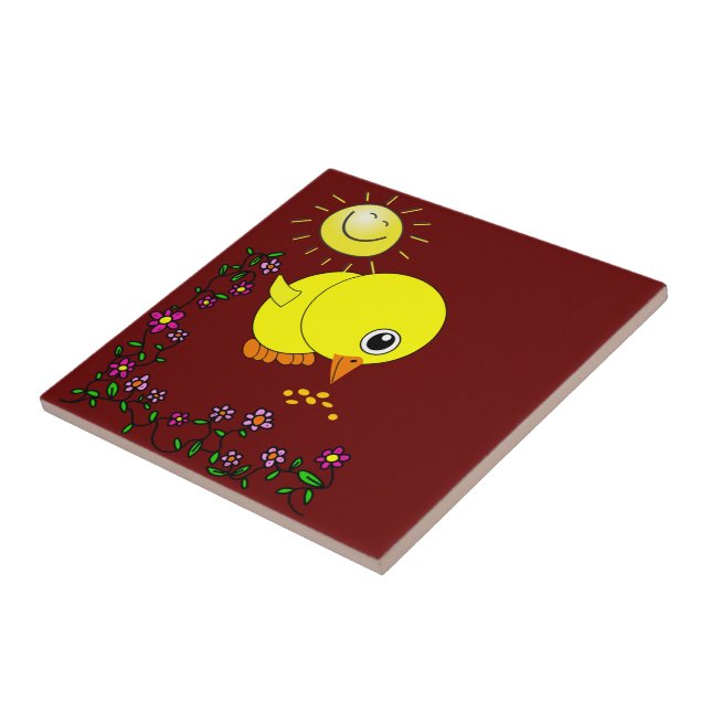 Carreau Carrelage en céramique Jaune Chick Floral Soleil (Côté)