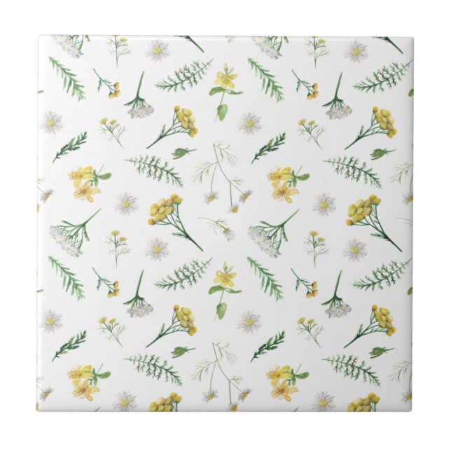 Carreau Carrelage en céramique jaune et blanc (Devant)