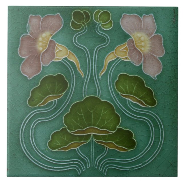 Carreau Carrelage en céramique - Lys d'eau rose pâle Art N (Devant)