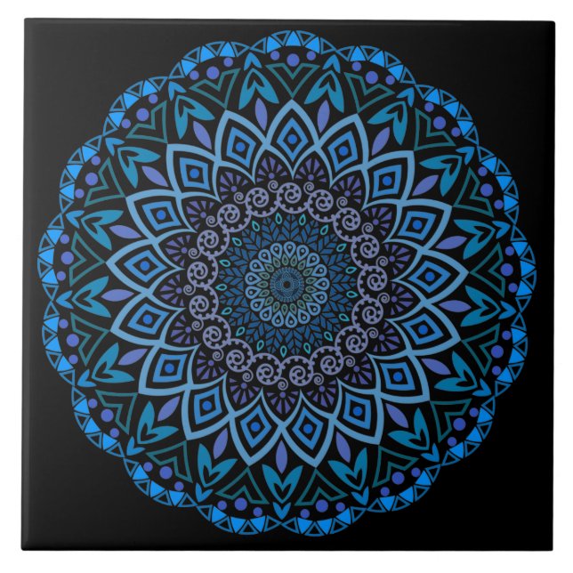 Carreau Carrelage en céramique Mandala bleu et violet (Devant)