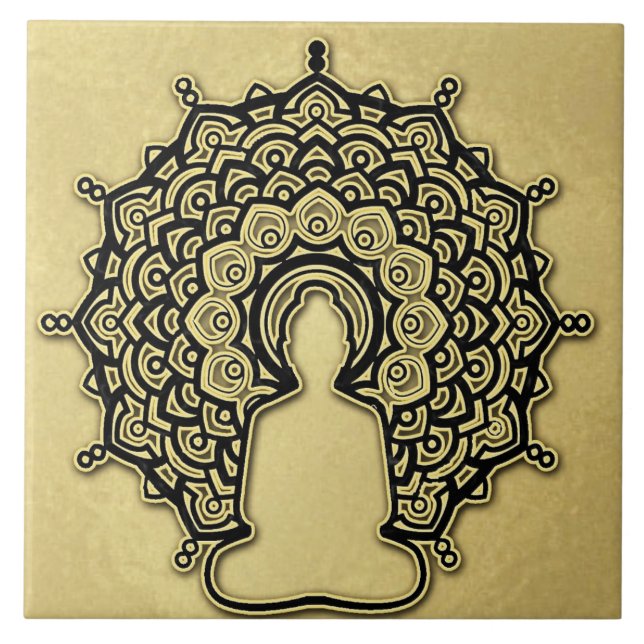 Carreau Carrelage en céramique Mandala Bouddha. (Devant)