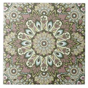 Carreau Carrelage en céramique Mauve et Bleu Boho Mandala