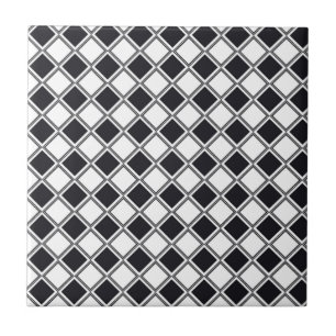 Carreau Carrelage en céramique motif Diamant noir et blanc