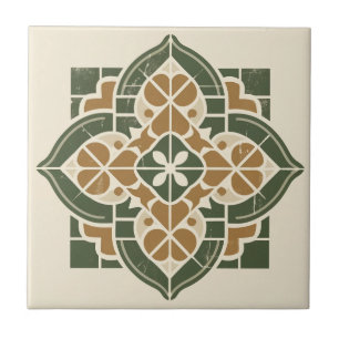 Carreau Carrelage en céramique Motif géométrique vert, or 