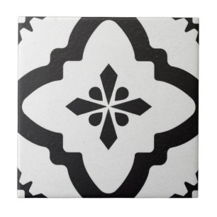 Carreau Carrelage en céramique - Motif victorien noir et b