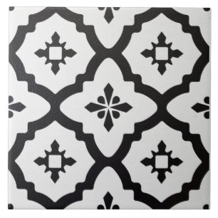 Carreau Carrelage en céramique - Motif victorien noir et b
