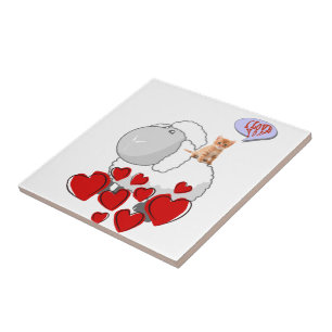 Carreau Carrelage en céramique Mouton Kitten Coeurs rouges