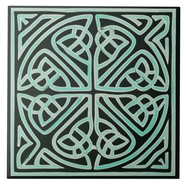 Carreau Carrelage en céramique noir et bleu vert irlandais (Devant)