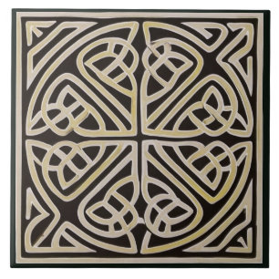 Carreau Carrelage en céramique noir & Tan Gold Irish Celti