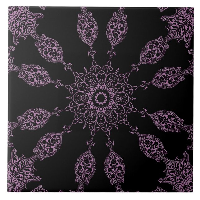 Carreau Carrelage en céramique noire et violette (Devant)