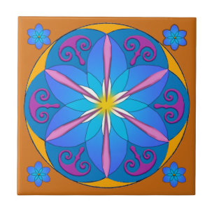 Carreau Carrelage en céramique orange et bleu mexicain vin