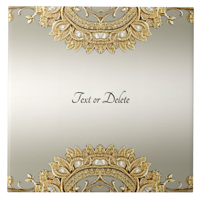 Carreau Carrelage en céramique ornée d'or (Devant)